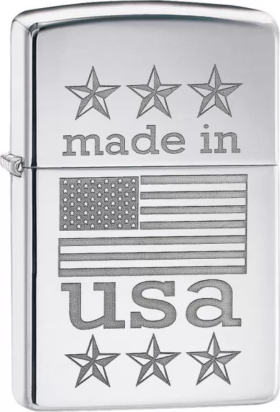 Zippo Made in USA with Flag lights ZO12325