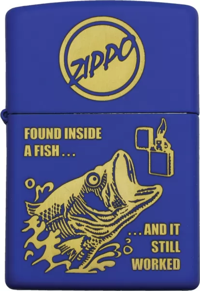 Zippo Fishing Lighter Blue Matte lights ZO13336