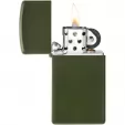 Zippo Slim Lighter Matte Green lights ZO13340
