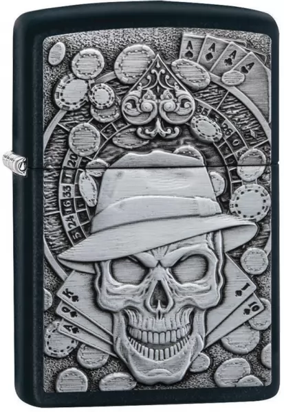Zippo Gambling Skull Lighter lights ZO14623