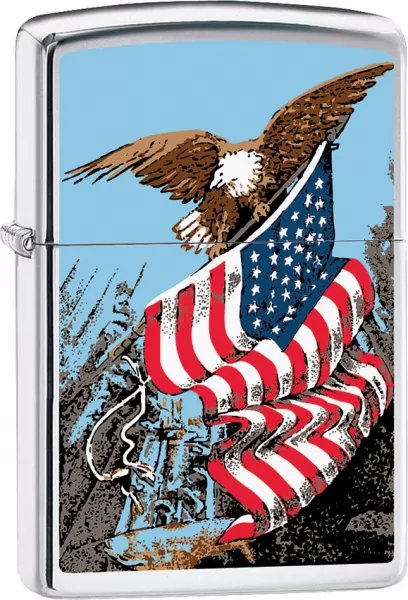 Zippo Eagle with Flag Lighter lights ZO15327