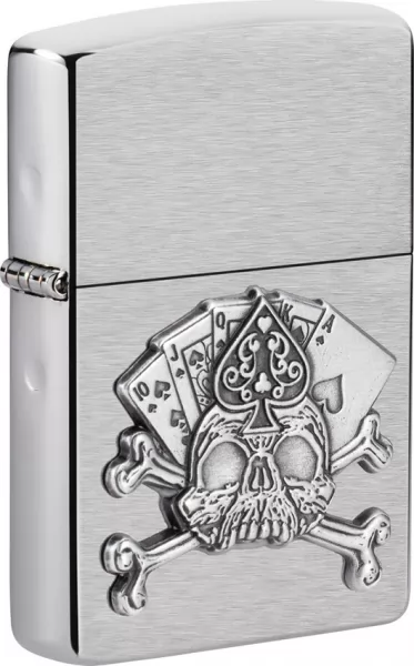 Zippo Card Skull Emblem Lighter lights ZO17215