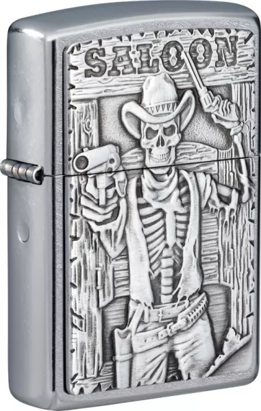 Zippo Saloon Skull Lighter lights ZO17220
