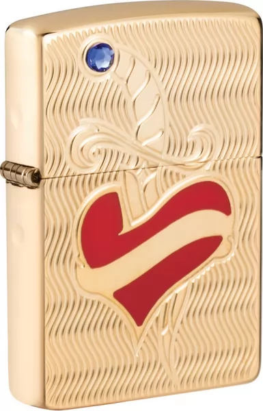 Zippo Heart and Sword Lighter lights ZO17276