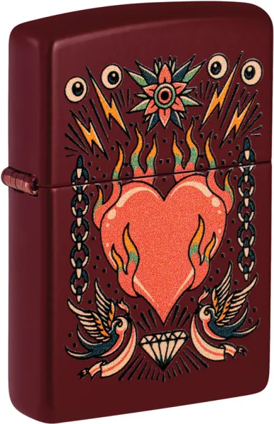 Zippo Tattoo Heart Design lights ZO26920