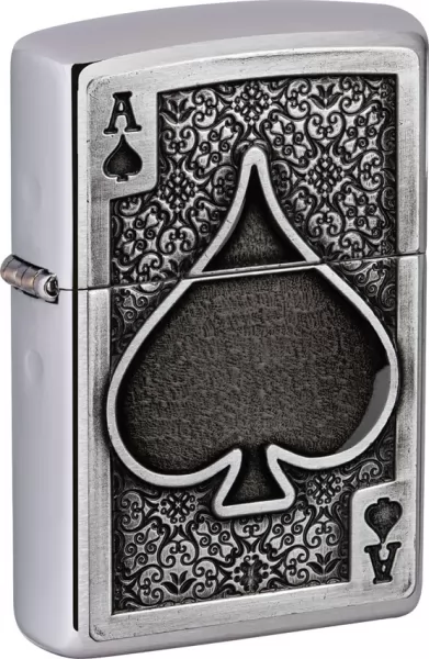 Zippo Ace of Spades Emblem Lighter lights ZO70764