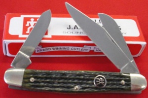 Henckels 3 Bld Stockman Grn Picked Bn Knives 0003GP