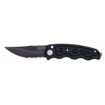 SOG MINI AUTO BLACK SERRATED ST-12 KNIFE
