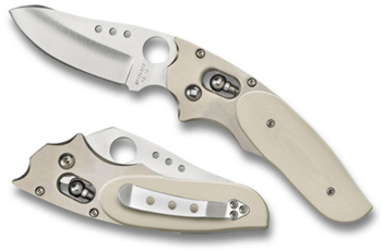 Spyderco White Micarta Pln Edge knives C114WMP