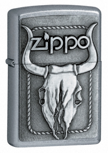 Zippo Bull Skull Emblem Street Chrome 20286 Lighter