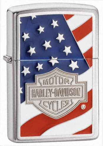 Zippo Hd Americana Brushed Chrome lights 20685