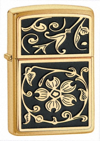 Zippo Gold Floral Flush 20903 Lighter Brushed Brass