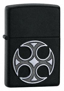 Zippo Medieval Cross Black Matte lights 20955