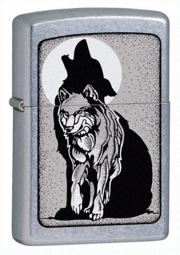 Zippo Grey Wolf Street Chrome lights 21012