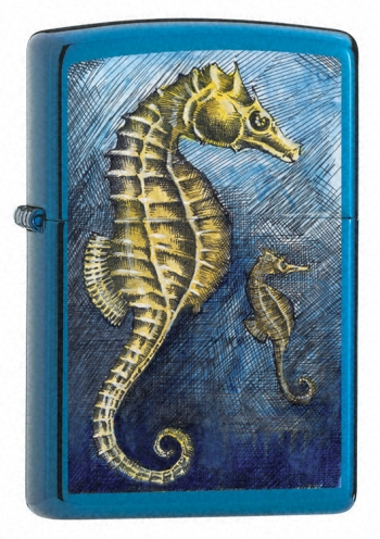 Zippo Seahorse Sapphire lights 21075