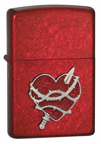 Zippo Heart Attack Candy Apple Red lights 21081
