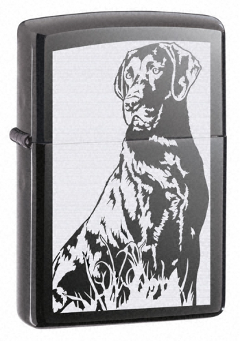 Zippo **labrador Black Ice lights 21090