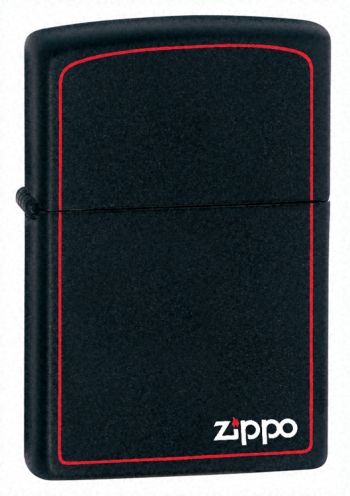 Black Matte Lighter With Zippo Logo & Border(218B)