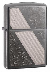 Zippo Venetian Stripe Black Ice lights 24038