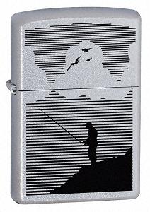 Zippo Night Fishing Satin Chrome Lighter (24066)