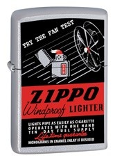 Zippo Fan Test Design Windproof Lighter Satin Chrome 24384