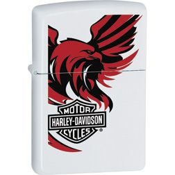 Zippo Harley Eagle White Matte lights 24769