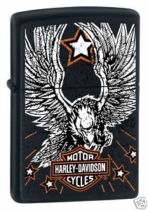 Zippo Harley Eagle Star Black Matte lights 24772