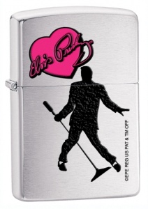 Zippo Elvis Brushed Chrome Pink Heart 24785 Lighter