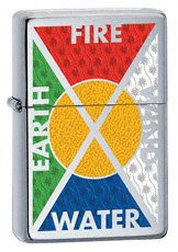 Zippo Bottomz Up Fire Wind Earth Water 24812
