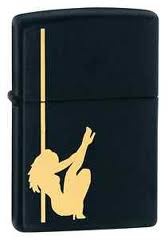 Zippo Girl On Pole 24892 Powder Coat Matte Black