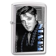 Elvis Blue Brushed Chrome Windproof Lighter 28073