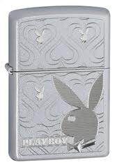 Playboy Bunny Hearts Lighter Z28077 Satin Chrome