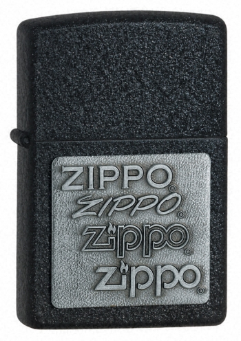 Zippo Black Crackle Pewter Emblem Lighter Model 363