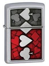 Zippo Cards Satin Chrome lights 24850