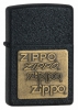 Zippo Black Crackle Brass Emblem 362 Lighter