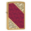 Zippo BRUSHED BRASS SCROLLED RED - 28377