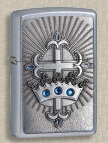 Zippo 24875 Crown and Cross Street Chrome Lighter