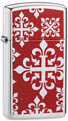 Zippo Slim High Polish Chrome Floral Lighter 24195