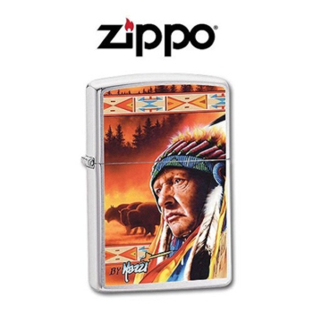 Zippo Mazzi Indian Brushed Chrome lights 24399