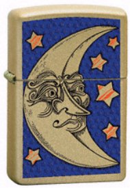 Zippo Face Moon Honey Gold lights 24444
