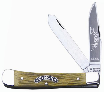 Boker CI2525GR Cinch Green Stag Bone Trapper Knife 11CI2525GR
