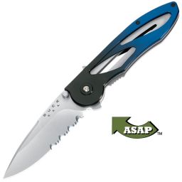 Buck 5613)tempest Dk Bl- Blk Serr knives 295LX
