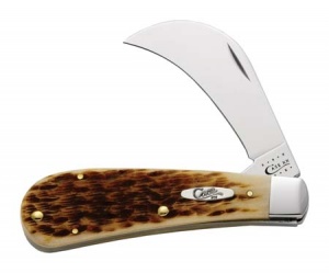 Case Amber Bone - Peach Seed Jig Hawkbill Pruner (61011 SS) Knives 249