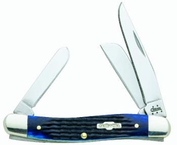 Case 6318 SS Navy Blue Jigged Bone Medium Stockman 2801