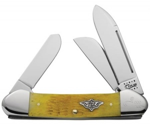 Case Vintage Yellow Gunboat Canoe Knives 57737