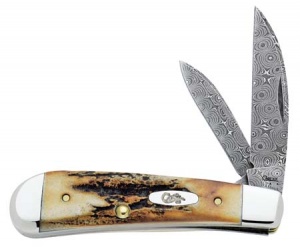 Case Damascus Stag Sway Back Jack Knives 6094