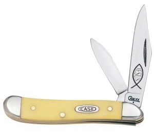 Case Jesus Ichthus Yellow Peanut Knives 8803