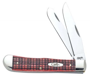 Case Plaid Old Red Bone Trapper Knives 8810