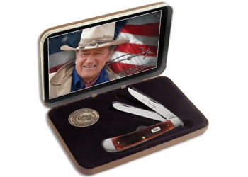 Case John Wayne Gift Set- Barnboard Jig Dark Red Bone Trapper (6254 SS) 7444