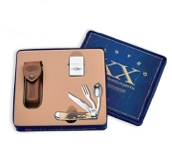Case Hobo Amber Bone Gift Set with Zippo Lighter 6000